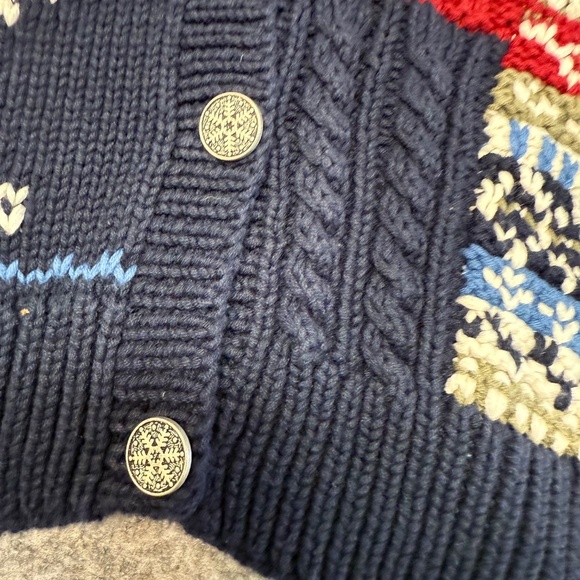 Northern Reflections Winter Holiday Knit Navy Red Fair Isle Cardigan Sweater XL - Picture 5 of 12